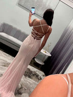 Mermaid Beaded Corset Prom Dress Spaghetti Straps Sequined Gown