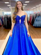 White Beaded Strapless Sweetheart Long Prom Dress With Bow And Corset Bodice