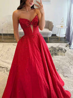 Sparkly Beaded Strapless Long White Corset Prom Dress With Bow