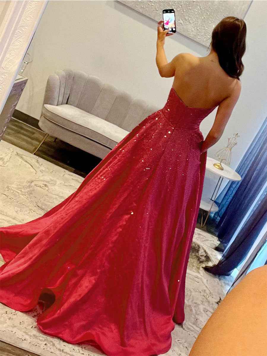 Sparkly Beaded Strapless Long White Corset Prom Dress With Bow