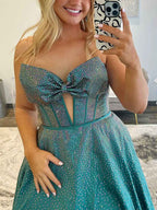 Sparkly Beaded Strapless Long White Corset Prom Dress With Bow