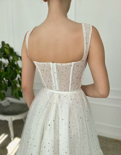 Träger Kurzes weißes Tüll-Heimkehrkleid
