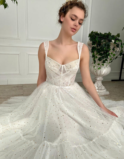 Träger Kurzes weißes Tüll-Heimkehrkleid