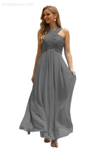 Vestido de Dama de Honra Halter em Chiffon para Mulher, Modelo A-Line, Longo, Formal, para Baile de Finalistas SEA28015