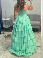 Hot Pink Strapless Sweetheart Lace Embroidery Boned Ballgown Prom Dress