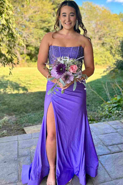 Vestidos de fiesta largos de sirena blancos sin tirantes con cuentas