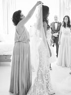 Straps Mermaid Wedding Dresses Lace Appliqued Gowns Wedding Dresses