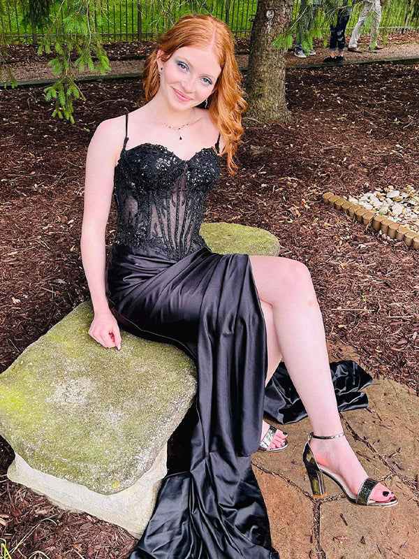 Star Navy Blue Strapless Cutout Bodice Long Mermaid Prom Dress With Beads