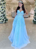 Lavender Sweetheart Strapless Lace Corset A Line Prom Dress Evening Gown