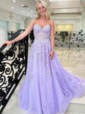 Lavender Sweetheart Strapless Lace Corset A Line Prom Dress Evening Gown