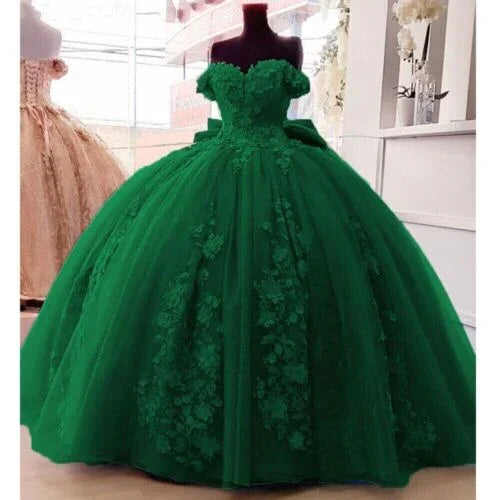 Perlenbesetzte Prinzessin Quinceañera-Kleider mit großer Schleife Süße 15 16 Ballkleid Y1485