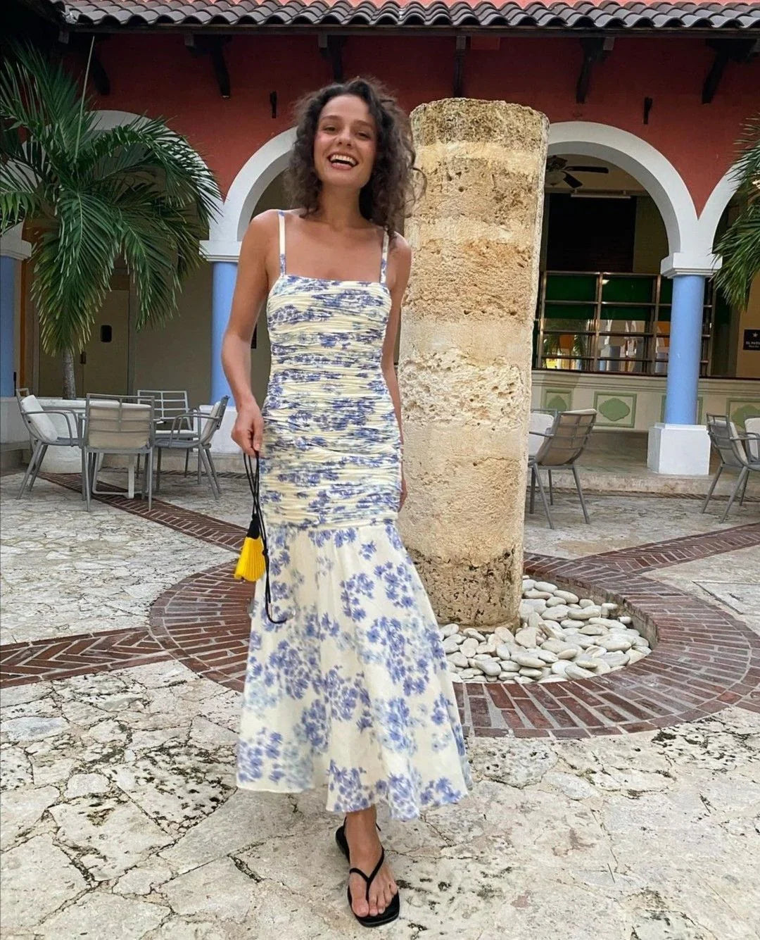 Robe de bal florale élégante à fines bretelles, robe de soirée florale chic Y2118