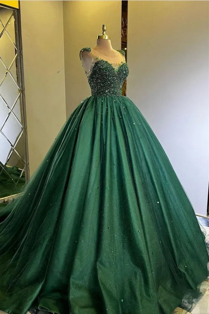 Abito da ballo straordinario in tulle verde, vestito da principessa, abito per quindici anni dolce Y5405