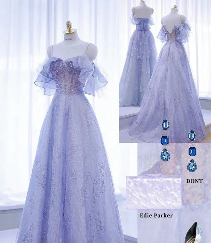 Abito da ballo a linea A con paillettes scintillanti in tulle, vestito da fata per il ballo Y7793