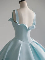 Abito lungo da ballo in raso blu, vestito blu per sedicesimo compleanno Y392