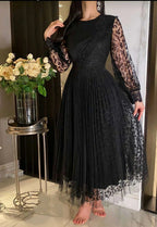 Vestido de noite elegante preto em linha A Vestido formal preto Y5730