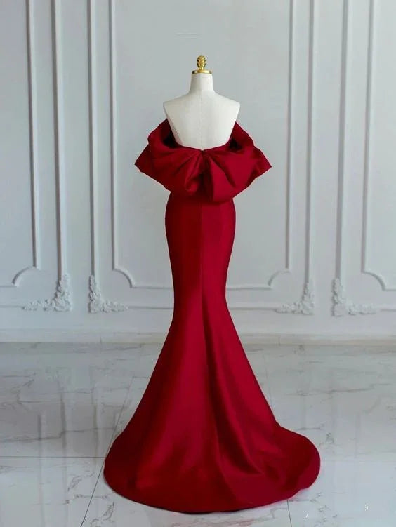 Encantador vestido de fiesta de satén con sirena Vestido de noche vintage Y4371