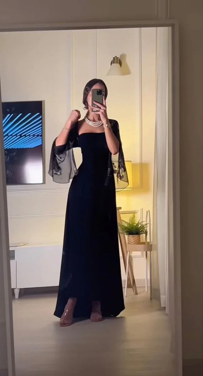Robe de soirée noire charmante Robe de cérémonie noire Y4030