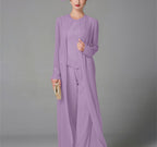 Mother Of The Bride Pantsuit With Jacket And Sequins Long Sleeve Chiffon