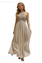 Vestido de Dama de Honra Halter em Chiffon para Mulher, Modelo A-Line, Longo, Formal, para Baile de Finalistas SEA28015