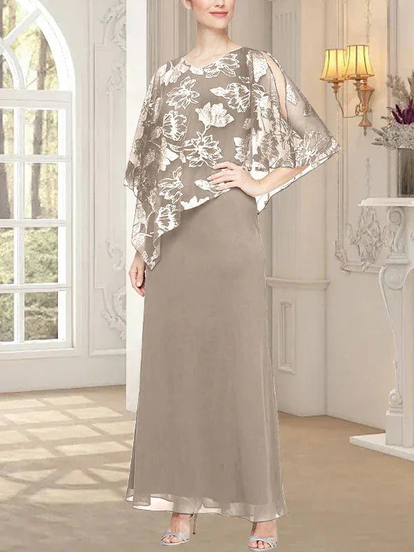 فستان شبكي طويل لامع مع صدرية بطبقة غير متماثلة مبتكرة