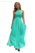 Vestido de Dama de Honra Halter em Chiffon para Mulher, Modelo A-Line, Longo, Formal, para Baile de Finalistas SEA28015