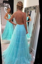 Vestidos de noite em tule com camadas SYP36