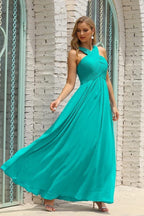 Vestido de Dama de Honra Halter em Chiffon para Mulher, Modelo A-Line, Longo, Formal, para Baile de Finalistas SEA28015