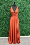 Vestido de Dama de Honra Torcido Laranja Vestido Comprido de Dama de Honra BD135