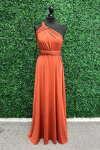 Vestido de Dama de Honra Torcido Laranja Vestido Comprido de Dama de Honra BD135