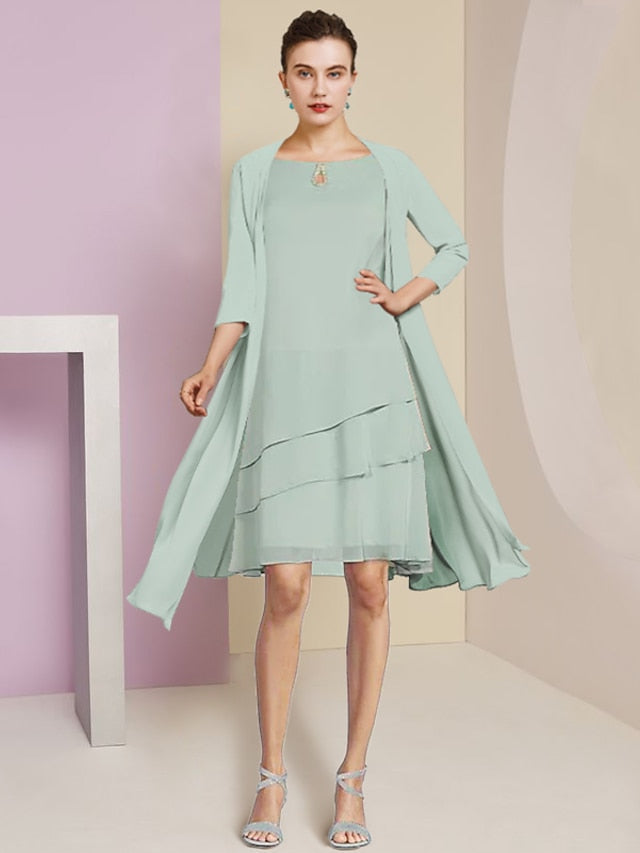 A-Linie/Princess-Linie Rundhals Knielang Kleider für die Brautmutter 