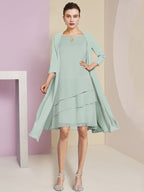 A-Linie/Princess-Linie Rundhals Knielang Kleider für die Brautmutter 