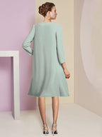 A-Linie/Princess-Linie Rundhals Knielang Kleider für die Brautmutter 