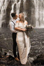 Two Pieces Lace Wedding Dresses Mermaid/Trumpet Bridal Gowns