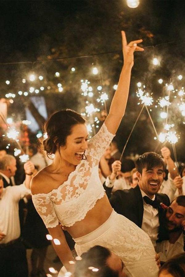 Two Pieces Lace Wedding Dresses Mermaid/Trumpet Bridal Gowns