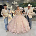 Robe somptueuse rose à fleurs 3D pour Quinceañera, robe de bal en tulle rose Y5410
