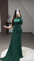 Abiti lunghi da sera verde sirena sexy, abiti da ballo Y5522