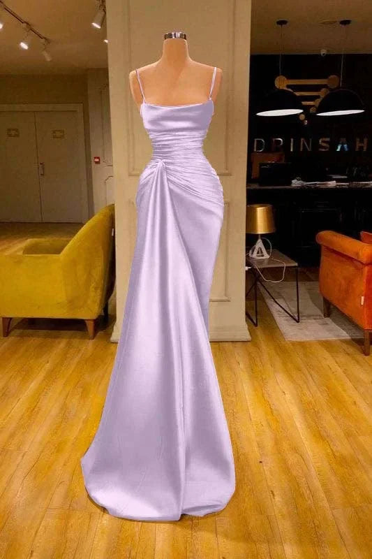 Incantevole abito da sera lungo color bordeaux con spalline sottili, pieghettato, a sirena, modello 6868