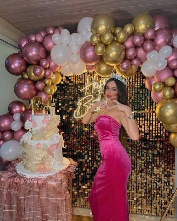 فستان سهرة طويل برقبة قلب أنيقة زي عيد ميلاد 22 ي6258
