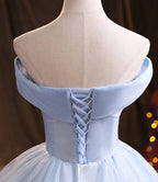 Robe longue de bal formelle en dentelle de tulle bleu Y1293