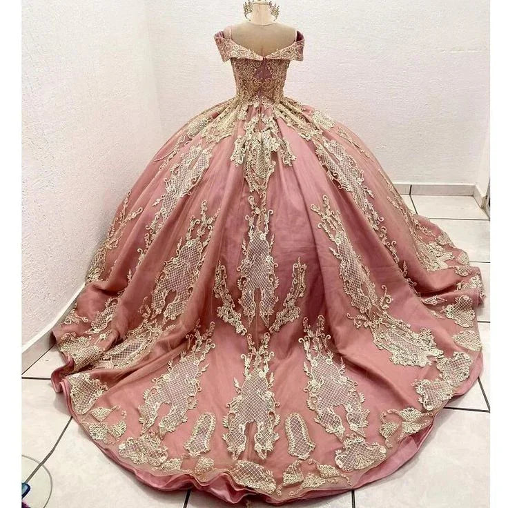 Nuovo Abito per Quinceañera per Dolce Ragazza con Applicazioni di Perline Abito da Ballo Principessa Lungo fino a Terra Y6521