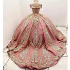 Nuovo Abito per Quinceañera per Dolce Ragazza con Applicazioni di Perline Abito da Ballo Principessa Lungo fino a Terra Y6521
