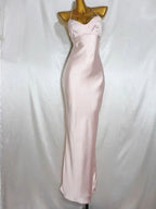 Robe longue moulante rose de bal de fin d'année robe de soirée Y8158