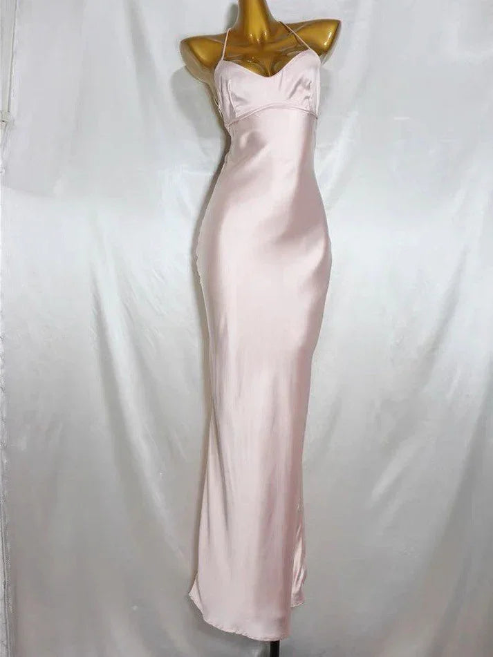 Robe longue moulante rose de bal de fin d'année robe de soirée Y8158