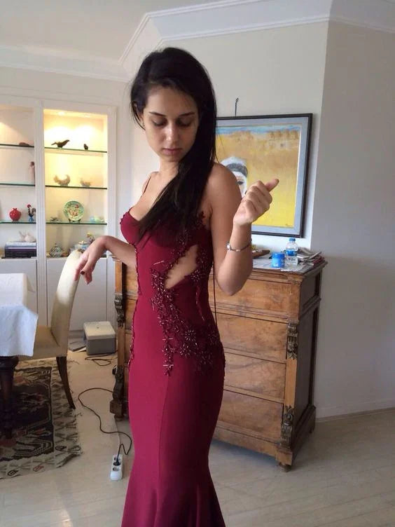 Abito da sera sirena bordeaux seducente Y5603