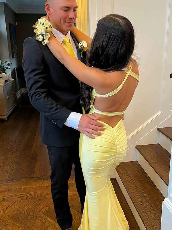 Aqua Blue V Neck Mermaid Satin Long Prom Dress With Side Cutouts