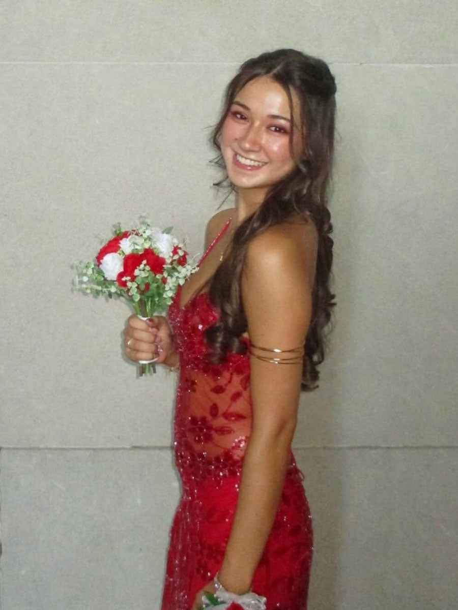 Beaded V Neck Tiered Long Prom Dress With Illusion Bodice