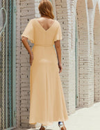 Vestido de dama de honra decote em V longo com cinto para 28022