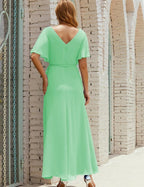 Vestido de dama de honra decote em V longo com cinto para 28022
