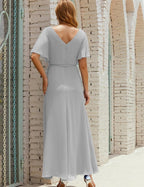 Vestido de dama de honra decote em V longo com cinto para 28022